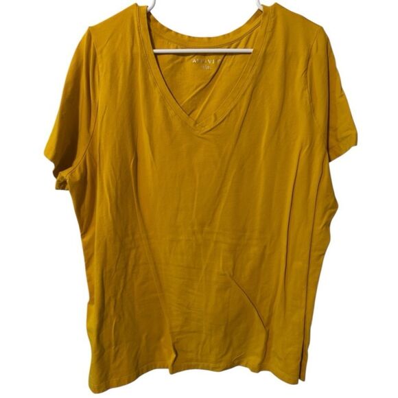🌹AVA & VIV V NECK MUSTARD TEE - Picture 1 of 4